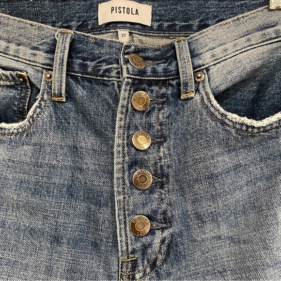 Pistola | Charlie Pulse Button Front Deconstructed Jeans Denim Blue Size 27 - Picture 4 of 7